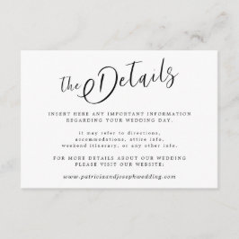 Elegante, einfache Schwarz-Weiß-Hochzeitsdetails Begleitkarte