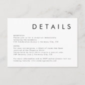 Elegante, einfache Schwarz-Weiß-Hochzeitsdetails Begleitkarte (Vorderseite)
