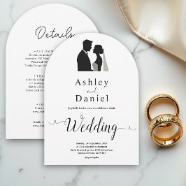 Elegante einfache Schwarz-Weiß-Kalligraphie-Hochze Einladung