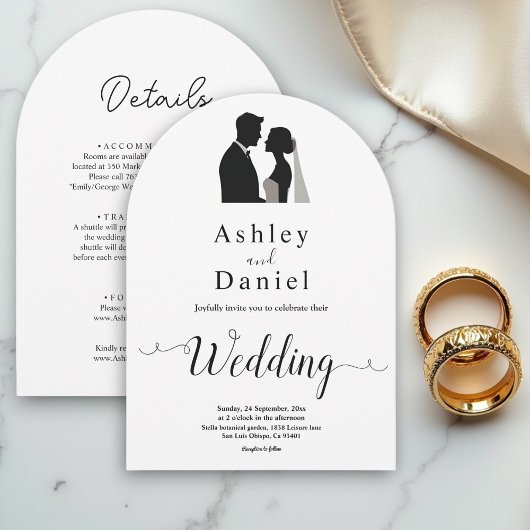 Elegante einfache Schwarz-Weiß-Kalligraphie-Hochze Einladung