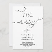 Elegante einfache Schwarz-Weiß-Kalligraphie-Hochze Einladung (Vorderseite)