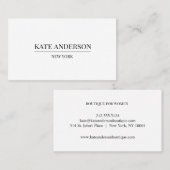 Elegante einfache Schwarz-Weiß-Luxus-Boutique Visitenkarte (Vorne/Hinten)