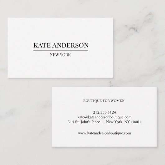 Elegante einfache Schwarz-Weiß-Luxus-Boutique Visitenkarte (Vorne/Hinten)