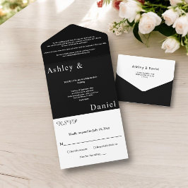 Elegante einfache Schwarz-Weiß-Moderne schicke Hoc All In One Einladung