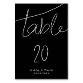 Elegante einfache Schwarz-Weiß-Moderne schicke Hoc Tischnummer (Vorderseite)