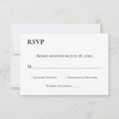 Elegante einfache Schwarz-Weiß-Monogramm-Hochzeit RSVP Karte (Vorderseite)