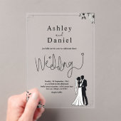 Elegante, einfache Schwarz-Weiß-Paare-Hochzeit Acryleinladungen (Insitu (Handheld))