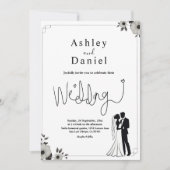 Elegante, einfache Schwarz-Weiß-Paare-Hochzeit Einladung (Vorderseite)
