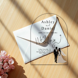 Elegante einfache Schwarz-Weiß-Romantik-Hochzeit Acryleinladungen