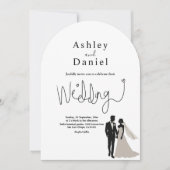 Elegante einfache Schwarz-Weiß-Romantik-Hochzeit Einladung (Vorderseite)