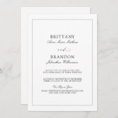 Elegante einfache Schwarz-weiße virtuelle Hochzeit Einladung (Vorne/Hinten)