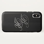 Elegante einfache schwarze graue Monogramm-Initial Case-Mate iPhone Hülle (Rückseite (Horizontal))