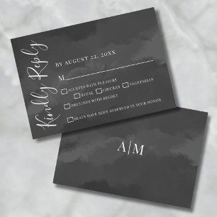 Elegante einfache schwarze weiße Hochzeits-RSVP-Ka RSVP Karte