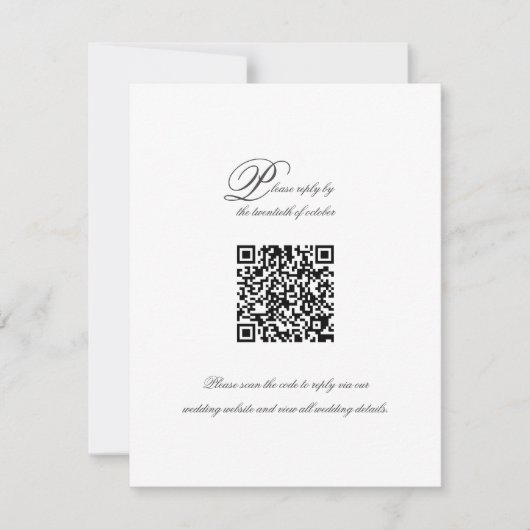 Elegante einfache Script QR Code Wedding RSVP Card Karte (Vorderseite)