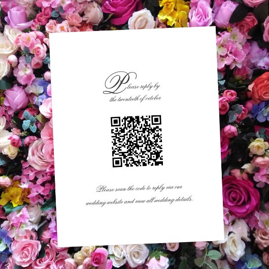Elegante einfache Script QR Code Wedding RSVP Card Karte
