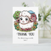 Elegante, einfache Sheep Baby-Dusche Dankeskarte (Stehend Vorderseite)