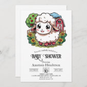 Elegante, einfache Sheep Baby-Dusche Einladung (Vorne/Hinten)
