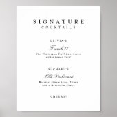 Elegante einfache Signature-Drinks-Hochzeitsbar-Sc Poster (Vorne)