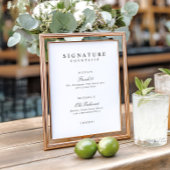 Elegante einfache Signature-Drinks-Hochzeitsbar-Sc Poster