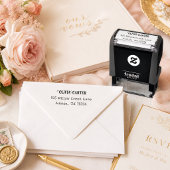 Elegante einfache Skript-Hochzeit-Rücksendeadresse Permastempel