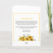 Elegante einfache Sonnenblumen-Trauer gefaltet Programm (Rückseite)