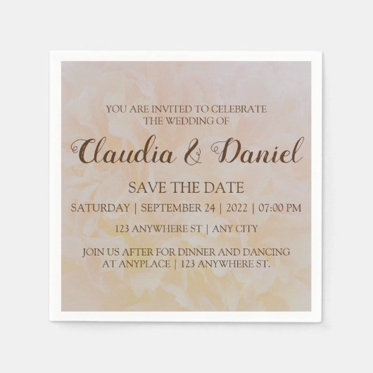 Elegante, einfache, staubige Pony-Hochzeitsfeier Serviette (Vorderseite)