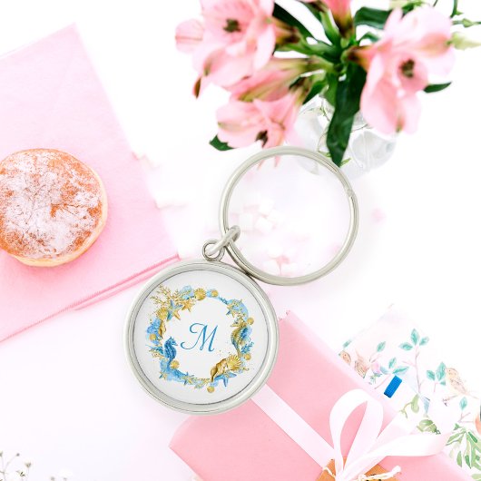 Elegante Einfache Sternfische und Muscheln Bridesm Schlüsselanhänger