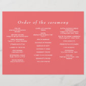 Elegante einfache Sunset Coral mit Monogram Weddin Flyer (Hinten)