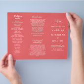 Elegante einfache Sunset Coral mit Monogram Weddin Flyer (Hand)