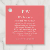 Elegante einfache Sunset Coral mit Monogram Weddin Geschenkanhänger (Vorderseite)