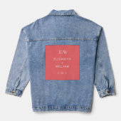 Elegante einfache Sunset Coral mit Monogram Weddin Jeansjacke (Rückseite)