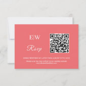 Elegante einfache Sunset Coral mit Monogram Weddin RSVP Karte (Vorderseite)