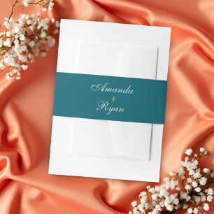 Elegante einfache türkis Schrift Hochzeit Einladungsbanderole