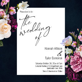 Elegante, einfache Typografie, die Hochzeit von Einladung