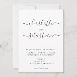 Elegante, einfache Typografie-Hochzeit Einladung