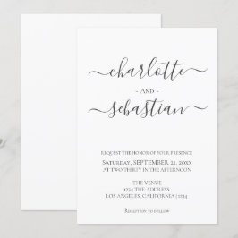 Elegante, einfache Typografie-Hochzeit Einladung