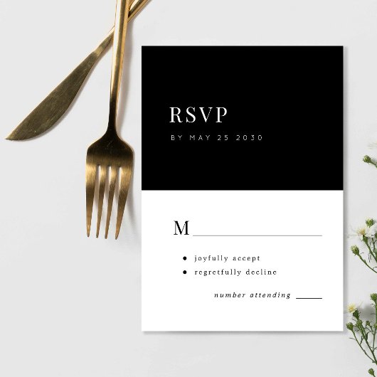 Elegante einfache Typografie minimale Hochzeit RSVP Karte