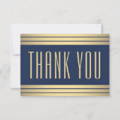 Elegante einfache Typografie Navy Blue & Gold Stre Dankeskarte (Vorderseite)