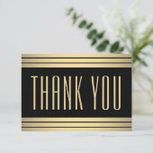 Elegante einfache Typografie Schwarz und Gold gest Dankeskarte (Stehend Vorderseite)