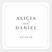 Elegante, einfache Typografie, Schwarz-Weiß-Hochze Quadratischer Aufkleber (Vorderseite)