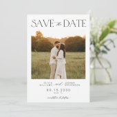 Elegante, einfache Typografie-Script-Foto Hochzeit Save The Date (Stehend Vorderseite)