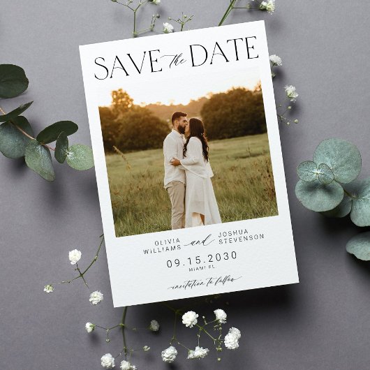 Elegante, einfache Typografie-Script-Foto Hochzeit Save The Date