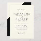 Elegante einfache Typografiehochzeit des schwarzen Einladung (Vorne/Hinten)