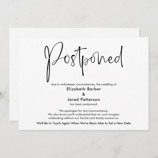 Elegante einfache, verspätete Hochzeitskarte Einladung (Vorne/Hinten)