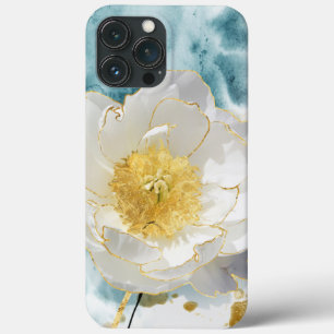 Elegante einfache weiße Blume Luxus Gold Wasserfar Case-Mate iPhone Hülle