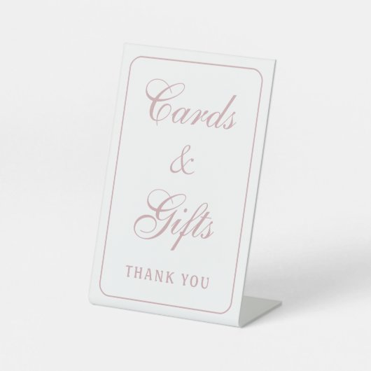 Elegante, einfache weiße Blush Cards & Geschenke Sockelschild (Vorderseite)