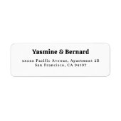 Elegante einfache weiße Hochzeit-Rücksendeadresse (Vorne)