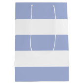 Elegante, einfache, weiße Streifen Mittlere Geschenktüte (Rückseite)