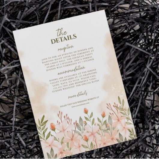 Elegante Einfache Wildblume Details Einschlusskart Begleitkarte