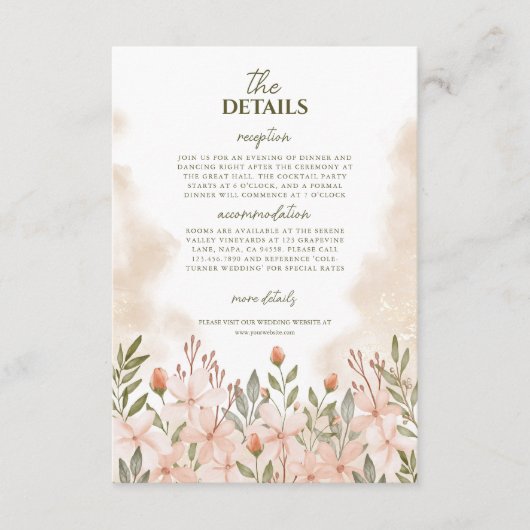 Elegante Einfache Wildblume Details Einschlusskart Begleitkarte (Vorderseite)